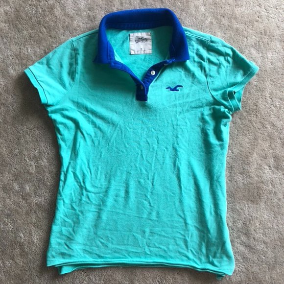 Hollister California Blue Teal Collared Polo Style Shirt - Picture 1 of 2